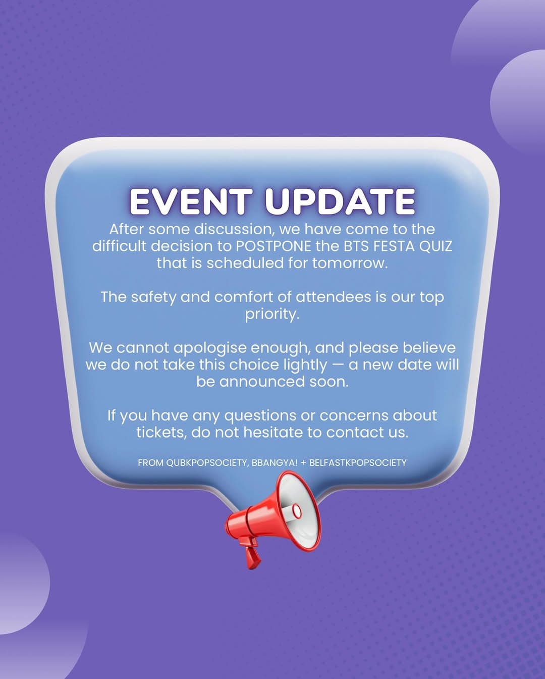 CANCELLED! BTS FESTA QUIZ NIGHT