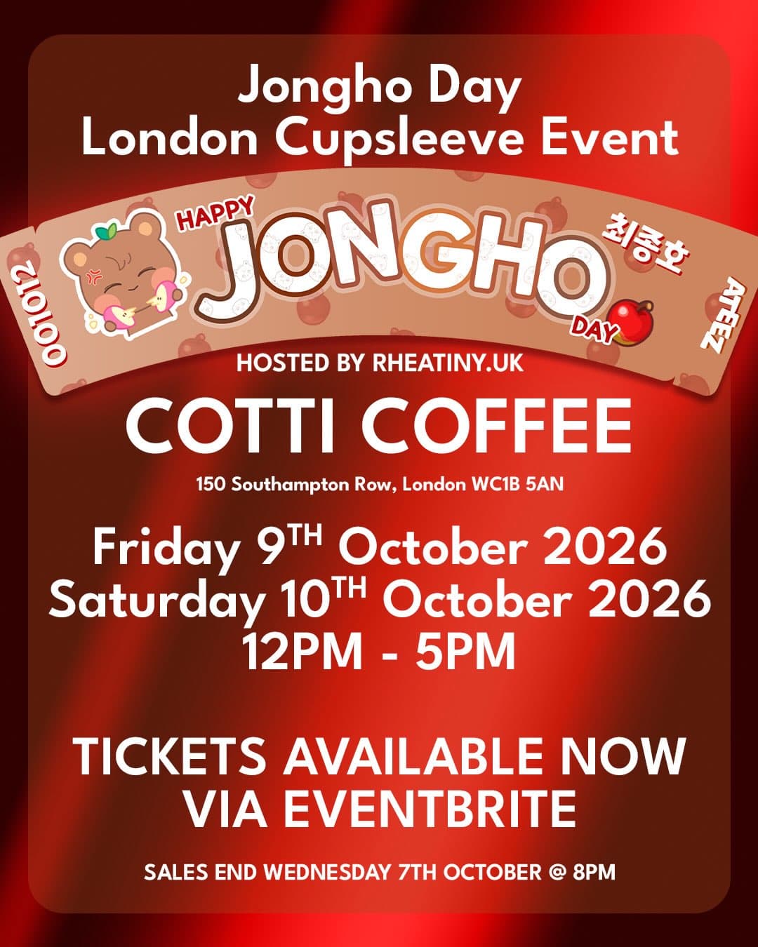 Jongho Day Cupsleeve Event - London Cotti Coffee