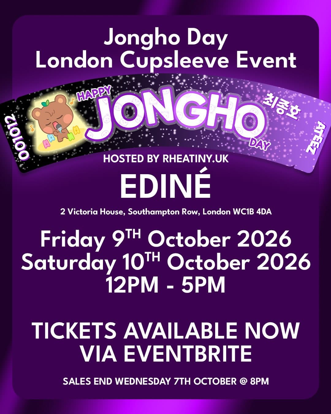Jongho Day Cupsleeve Event - London Edine