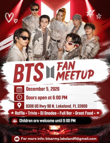 BTS Fan Meetup - Come Together! Sing Louder! Purple Forever! – Lakeland ...