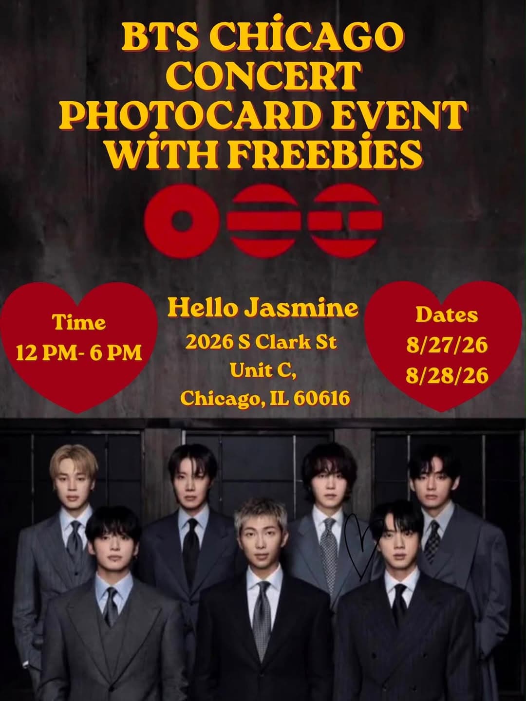 BTS CHICAGO CONCERT PHOTOCARD EVENT