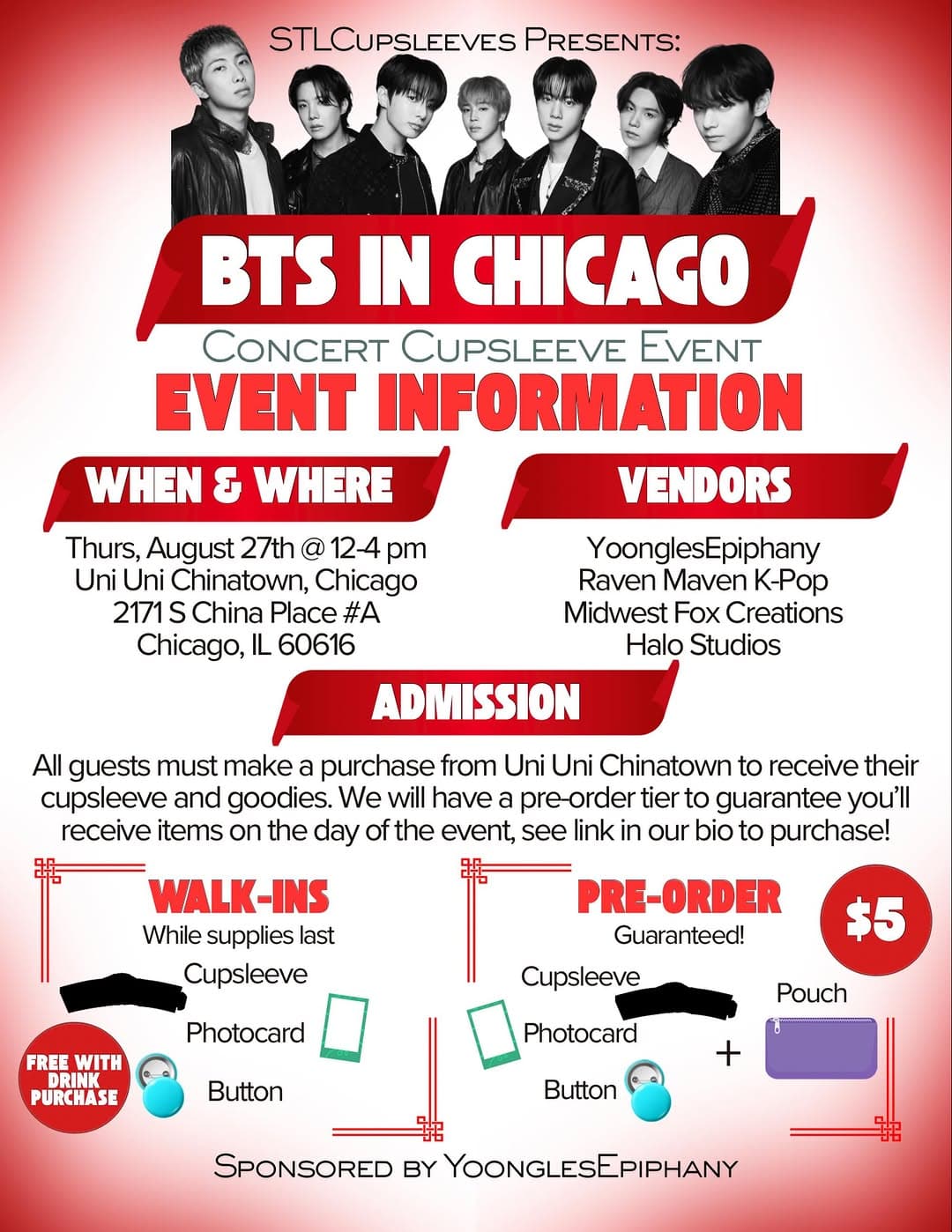 BTS IN CHICAGO CONCERT CUPSLEEVE EVENT