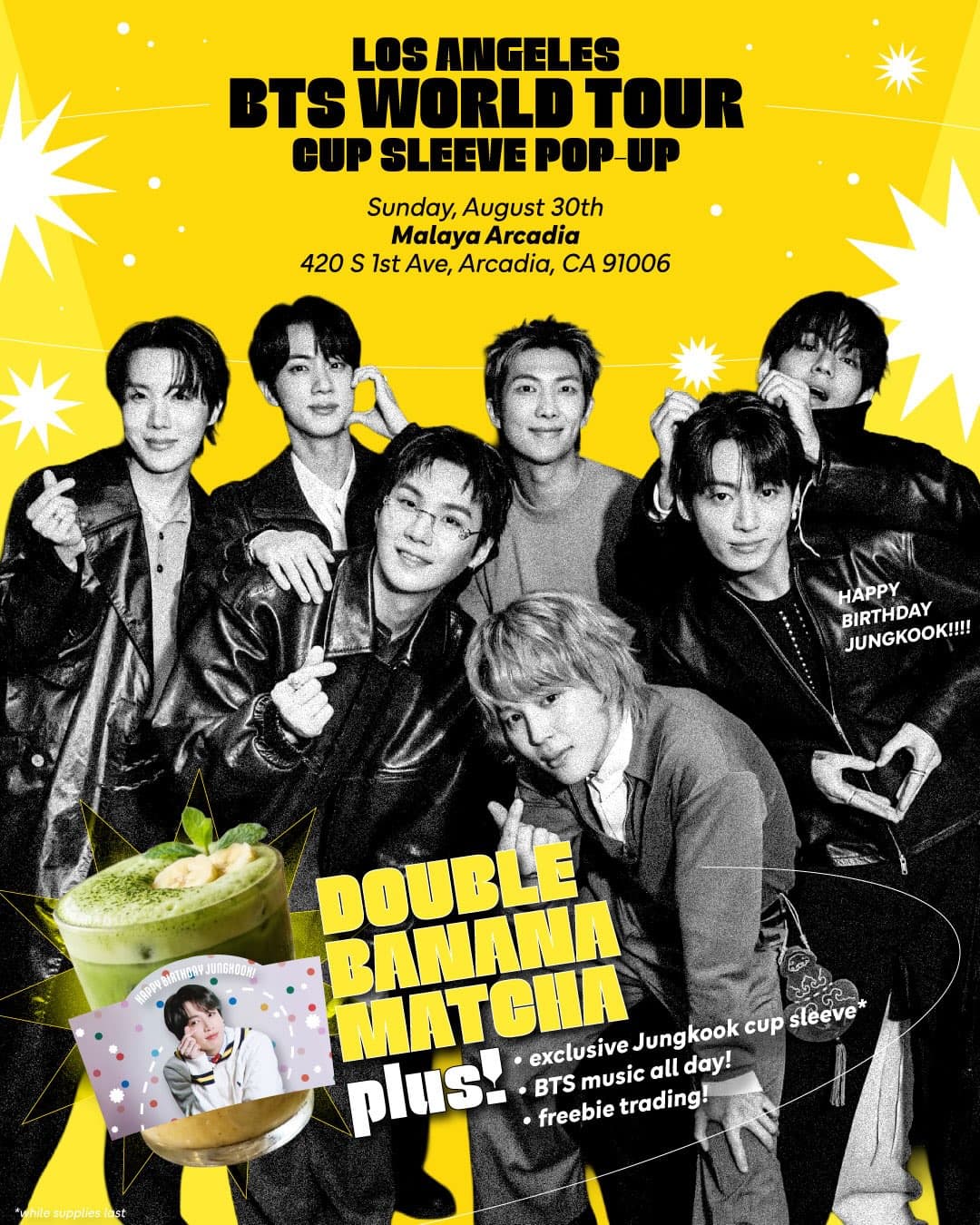 BTS x MALAYA Cupsleeve + Jungkook's Birthday Event