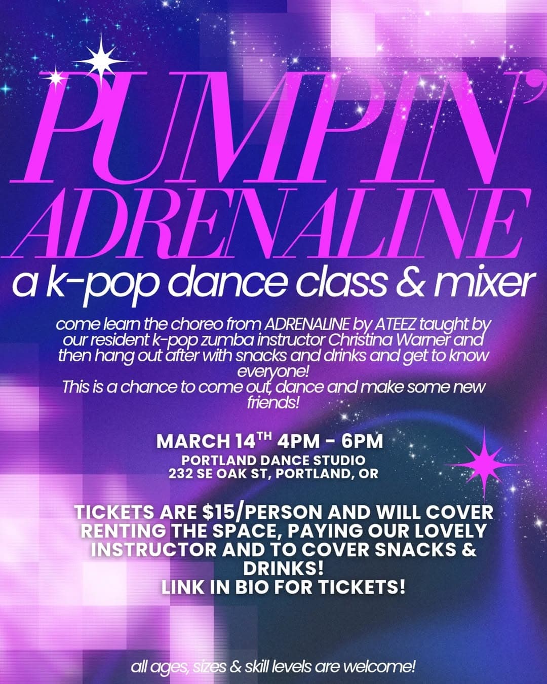 Pumpin Adrenaline: A K-Pop Dance Class & Mixer - Cover image