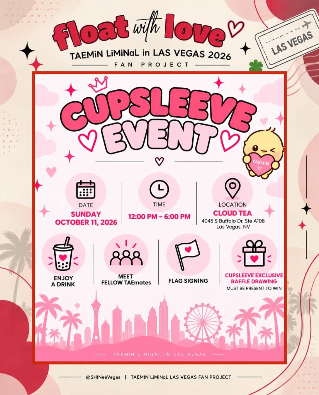 TAEMIN LiMiNAL LAS VEGAS CUPSLEEVE EVENT